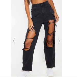 PrettyLittleThing Open Thigh Baggy Jeans